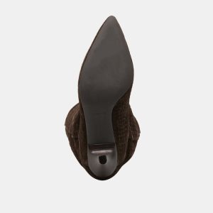 Roxla Boots Dk Chocolate Croco Embossed Leather