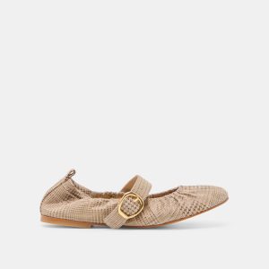 Caely Ballet Flats Herringbone Printed Suede