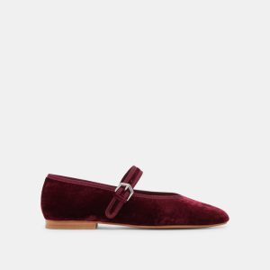 Roslyn Ballet Flats Wine Velvet