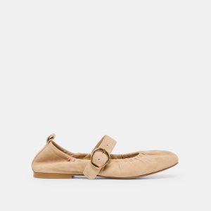 Caely Ballet Flats Camel Suede