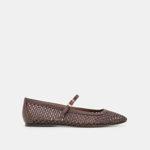Reyes Ballet Flats Chocolate Woven Raffia