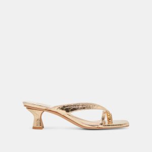 Brevel Heels Gold Distressed Leather