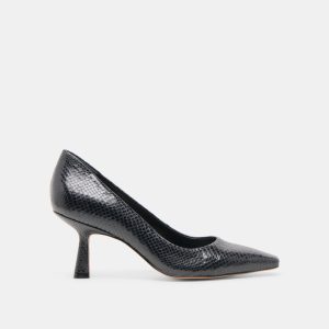 Briona Heels Onyx Embossed Leather
