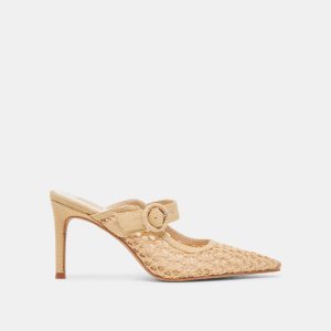 Keekee Heels Lt Natural Woven Raffia