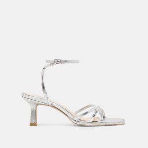Manji Heels Silver Metallic Leather