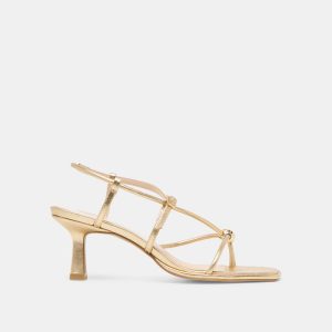 Mylee Heels Gold Distressed Leather
