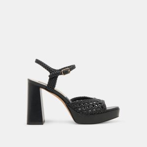 Peyten Wide Heels Black Woven Stella
