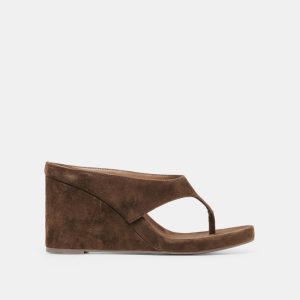 Hinna Wedges Dk Brown Suede