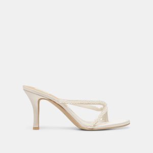Liano Pearl Heels Off White Satin