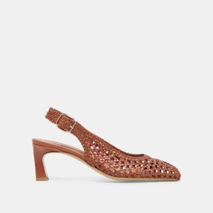 Remla Heel Tan Woven Leather