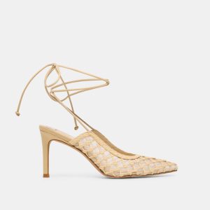 Yael Heels Lt Natural Woven Raffia