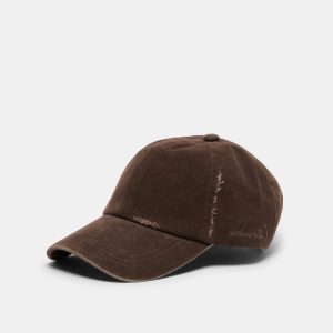 Distressed Baseball Cap Dark Brown