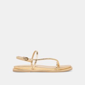 Dom Sandals Gold Distressed Leather